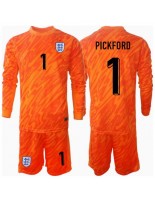 Otroške Nogometnih dresov Anglija Jordan Pickford #1 Vratar Domači EP 2024 Dolgi rokavi (+ hlače)